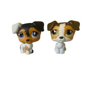 LPS littlest pet shops authentic Jack Russel Twin Dog Set Lot (#804, #803)